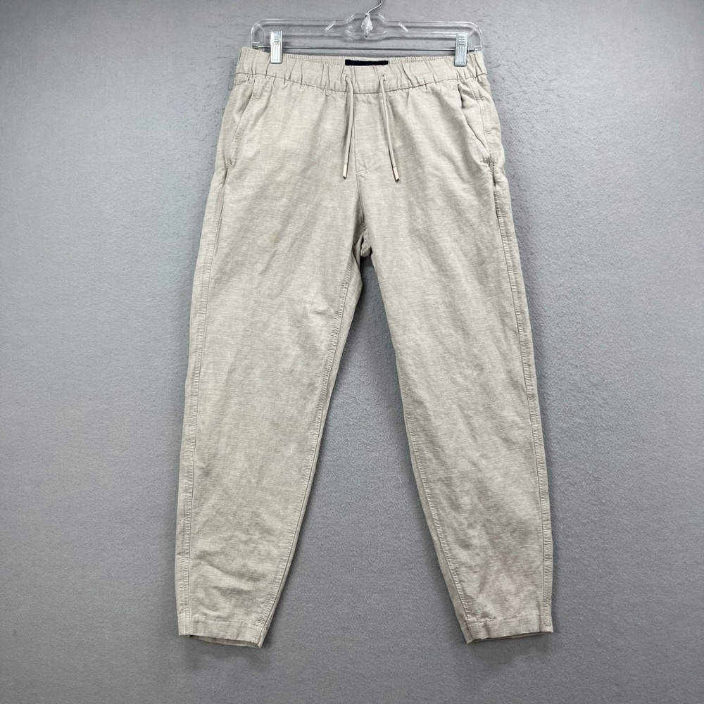 Abercrombie & Fitch Pants Womens XS Beige Linen Blend Crop Joggers Coastal Beach